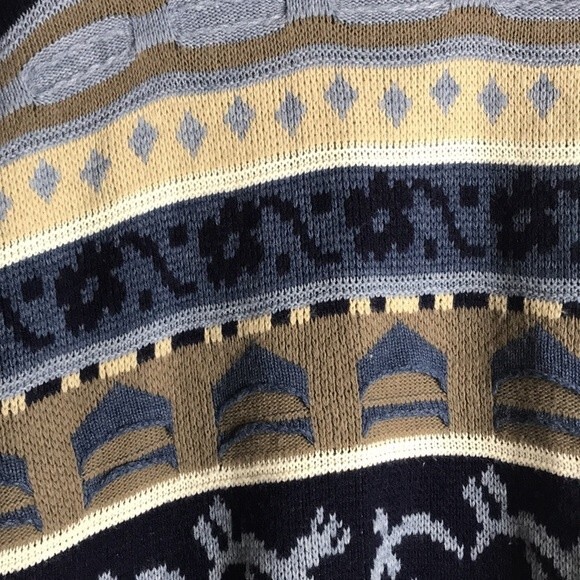 ladies 3D knit fair isle coogi style printed pullover sweater ladies large - Picture 4 of 12